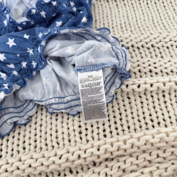 Old Navy Blue & White Star Sleeveless Smocked Lettuce-Edge Top for Girls Size M - Picture 4 of 4